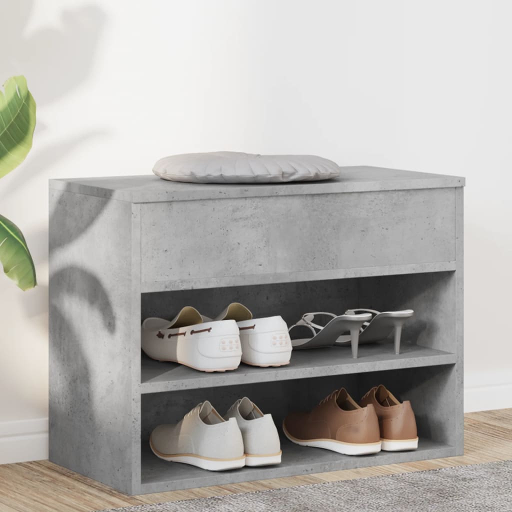 Banc à chaussures Gris béton 60x30x45 cm Bois d’ingénierie - XIOS