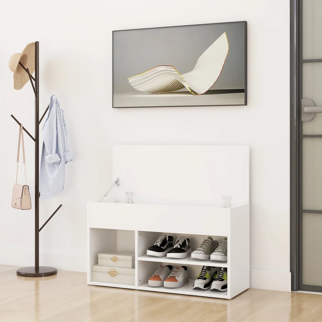 Banc à chaussures Blanc 80x30x45 cm Bois d’ingénierie - XIOS