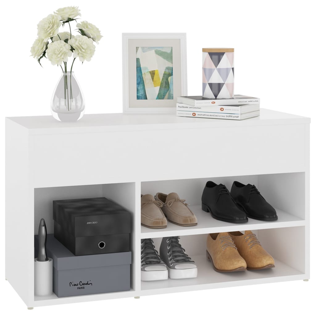 Banc à chaussures Blanc 80x30x45 cm Bois d’ingénierie - XIOS