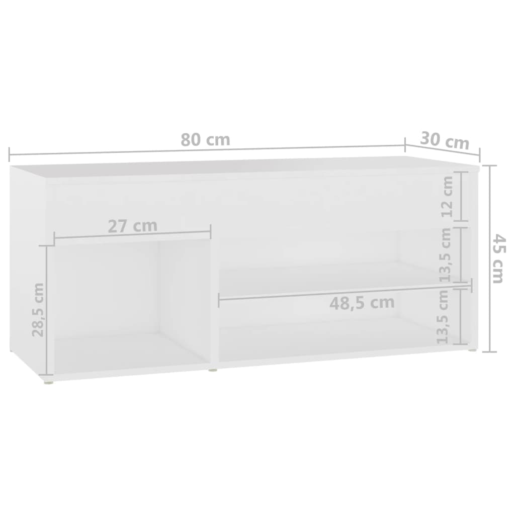 Banc à chaussures Blanc 80x30x45 cm Bois d’ingénierie - XIOS