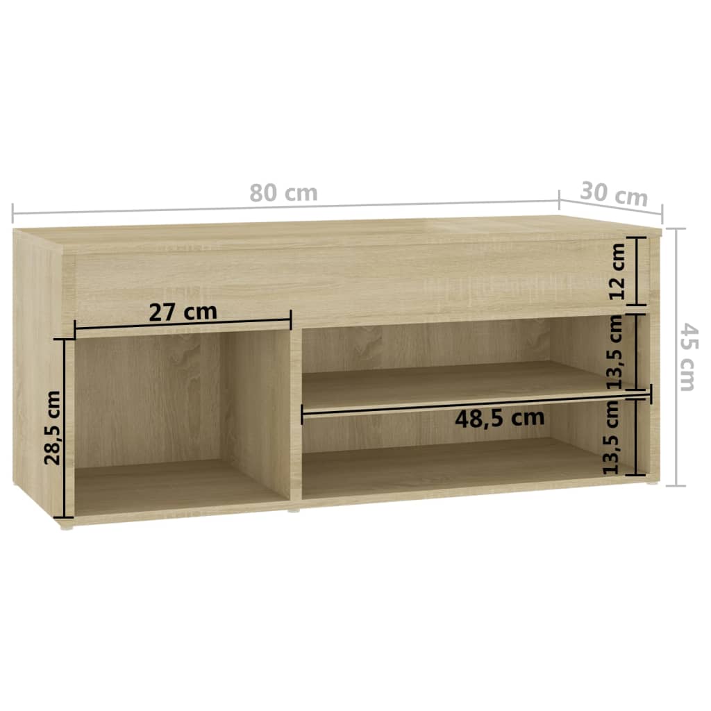 Banc à chaussures Chêne sonoma 80x30x45 cm Bois d'ingénierie - XIOS