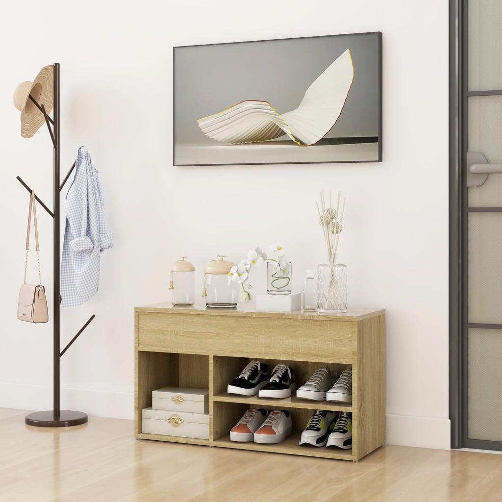 Banc à chaussures Chêne sonoma 80x30x45 cm Bois d'ingénierie - XIOS