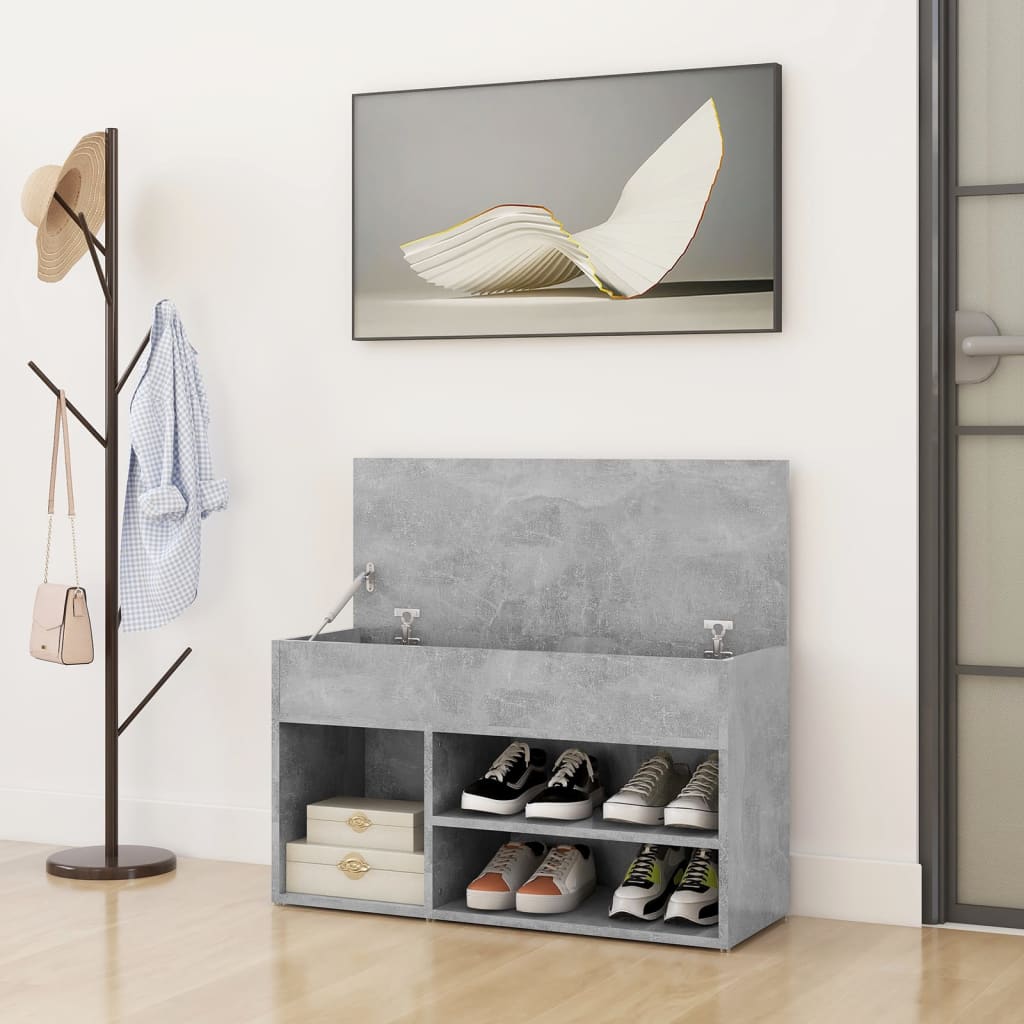 Banc à chaussures Gris béton 80x30x45 cm Bois d'ingénierie - XIOS