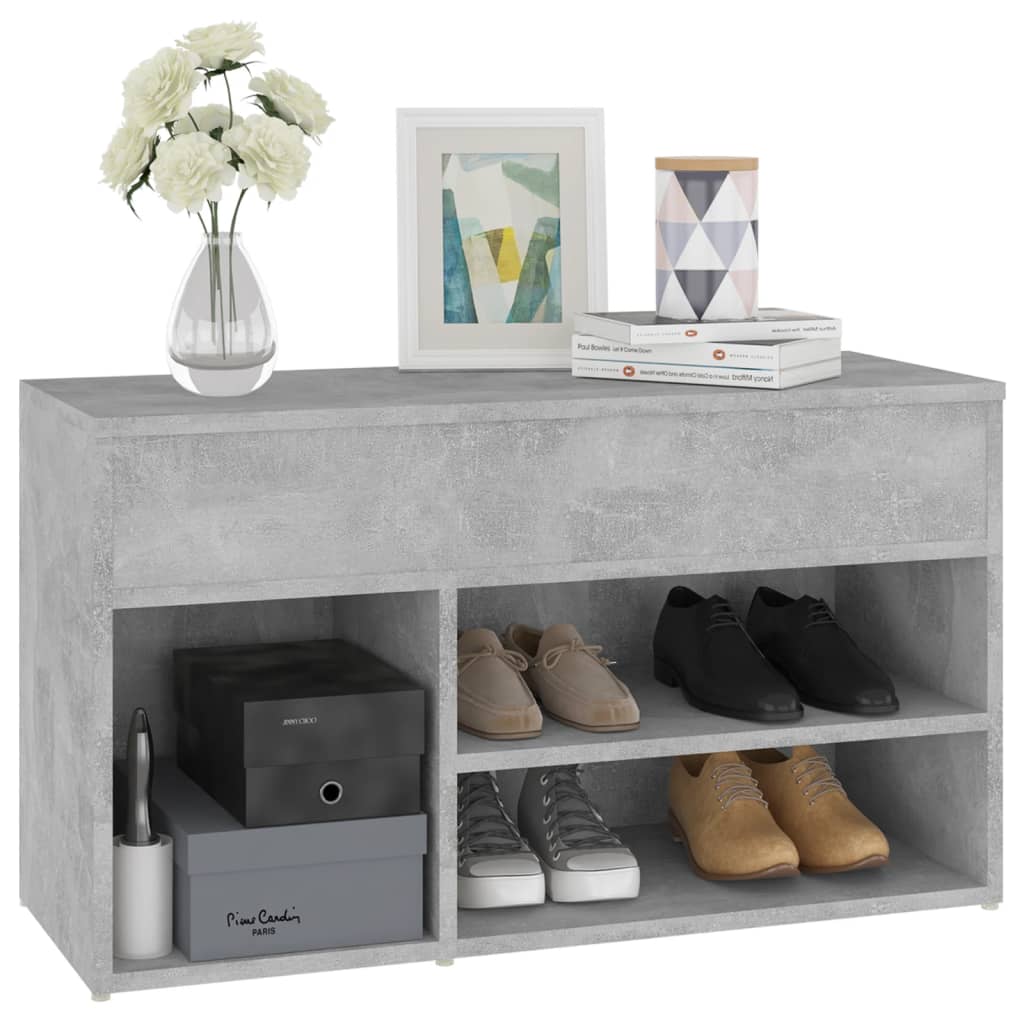 Banc à chaussures Gris béton 80x30x45 cm Bois d'ingénierie - XIOS