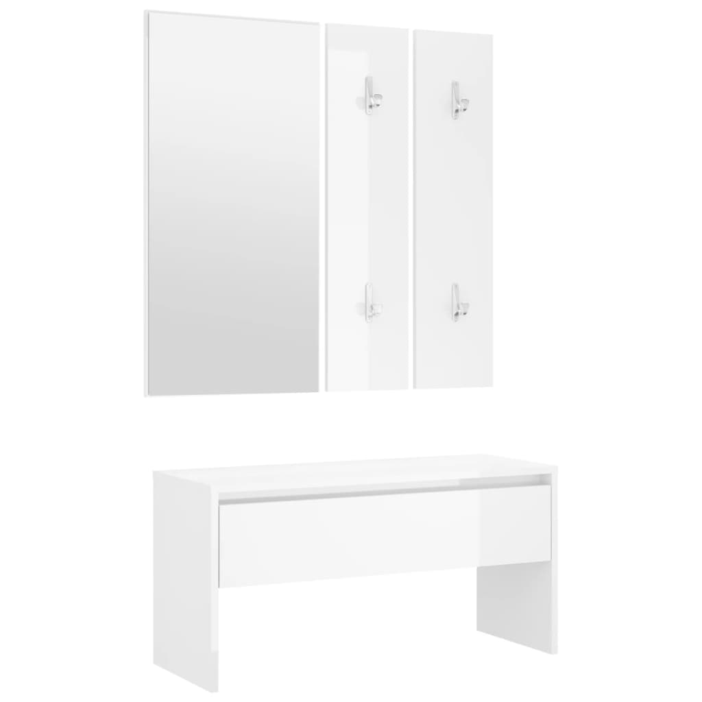 Ensemble de meubles de couloir Blanc brillant Bois d'ingénierie - XIOS