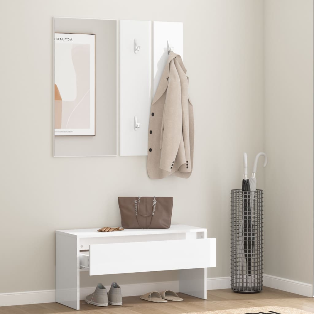 Ensemble de meubles de couloir Blanc brillant Bois d'ingénierie - XIOS