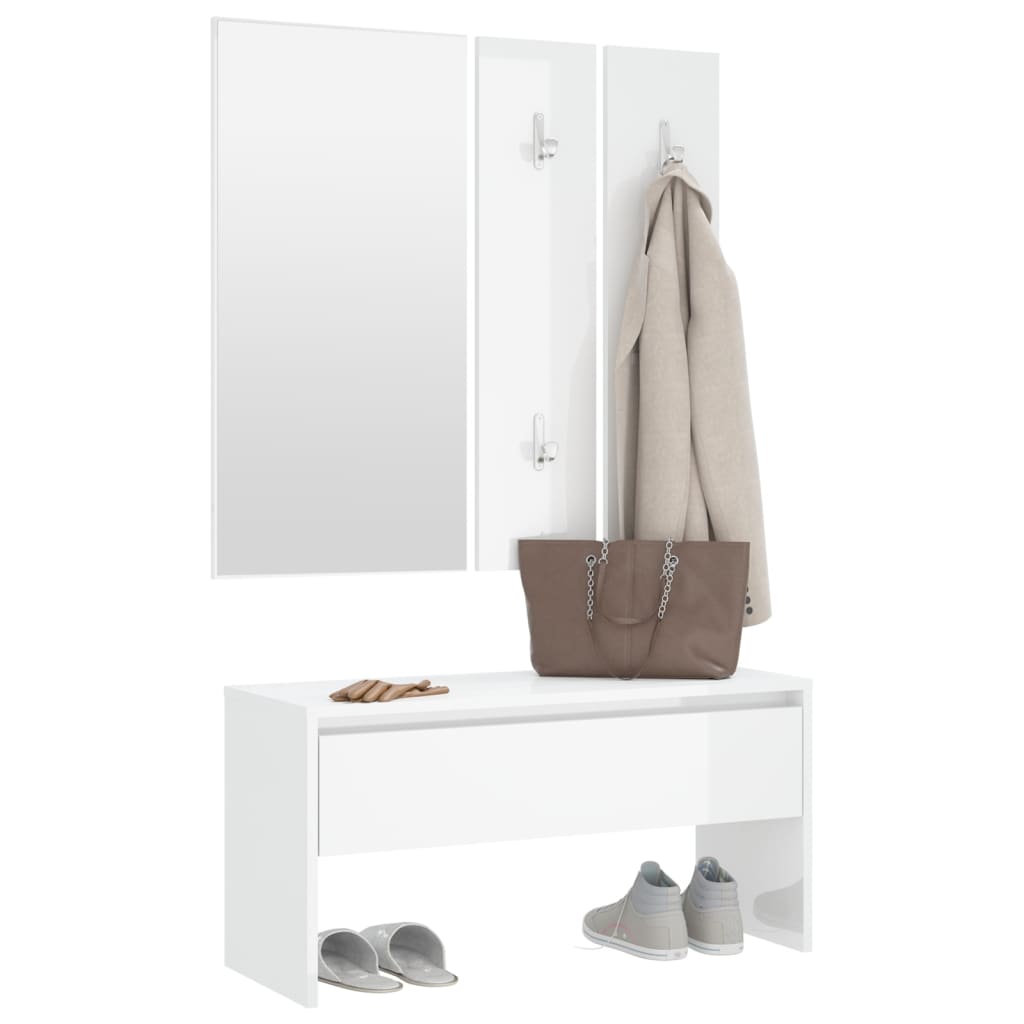 Ensemble de meubles de couloir Blanc brillant Bois d'ingénierie - XIOS