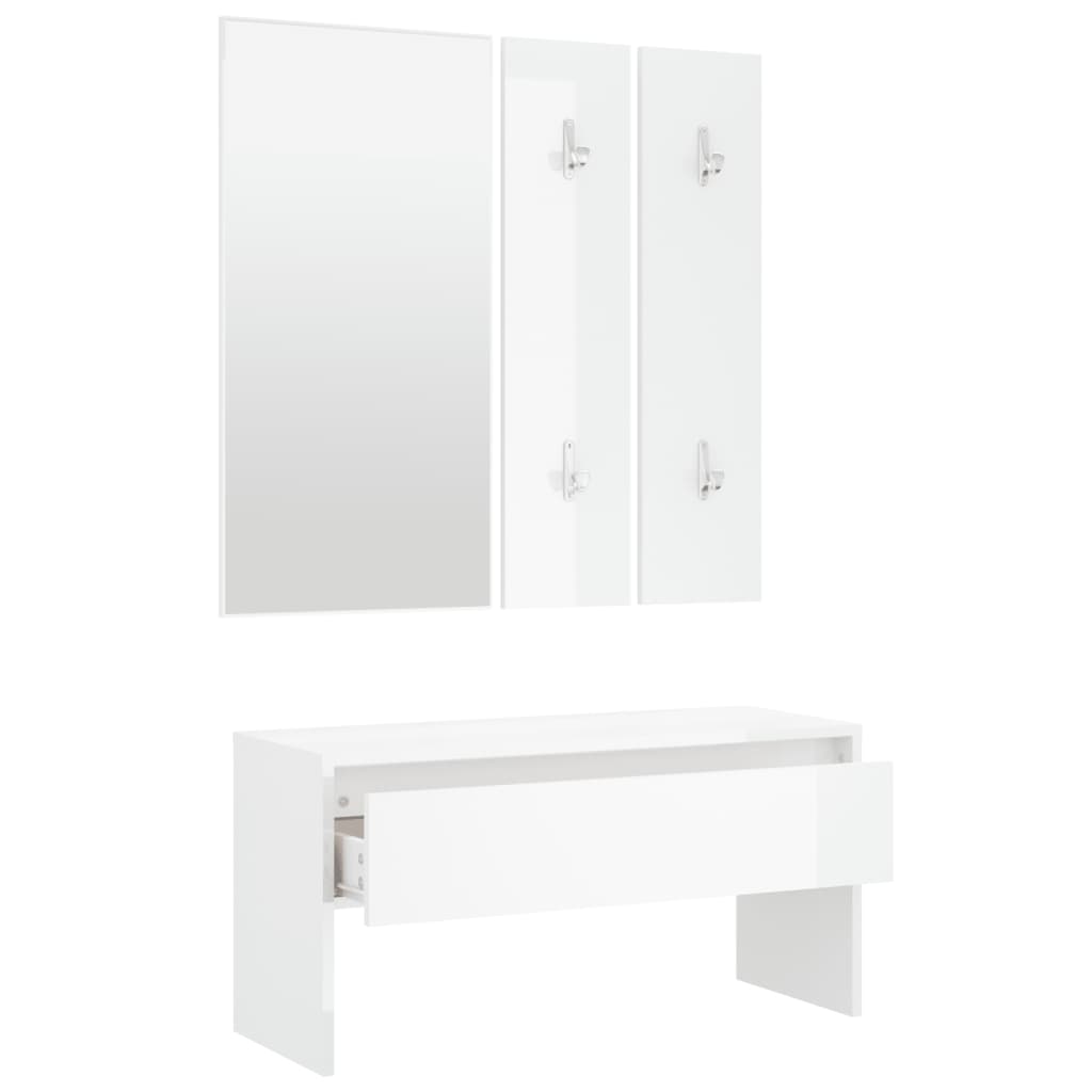 Ensemble de meubles de couloir Blanc brillant Bois d'ingénierie - XIOS
