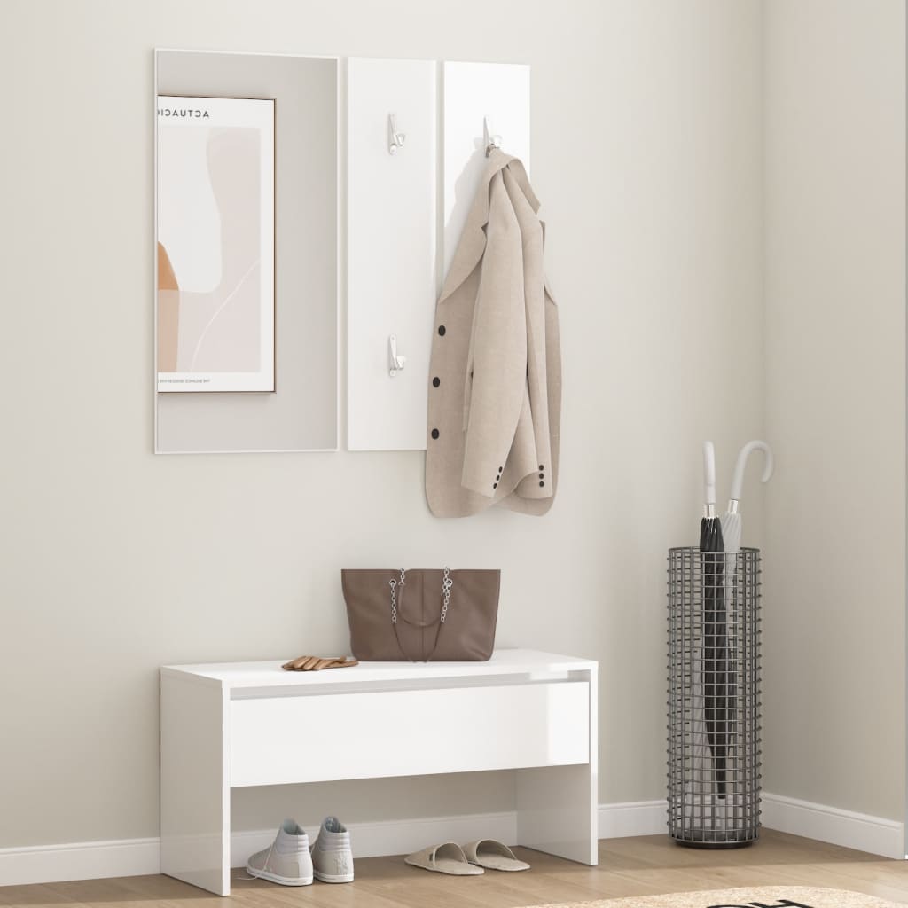 Ensemble de meubles de couloir Blanc brillant Bois d'ingénierie - XIOS