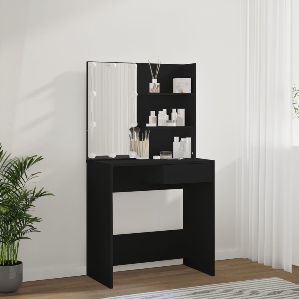 Coiffeuse avec LED noir 74,5x40x141 cm Coiffeuses vidaXL