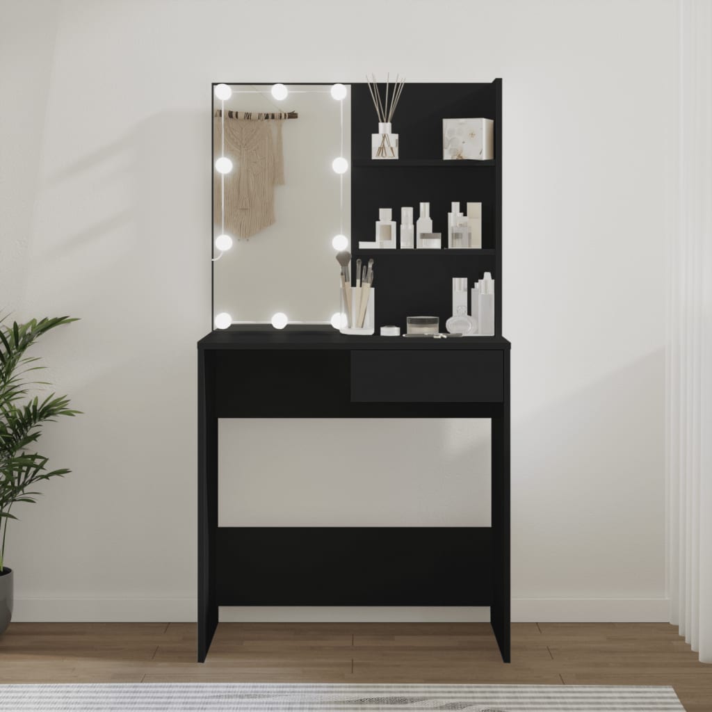Coiffeuse avec LED noir 74,5x40x141 cm Coiffeuses vidaXL