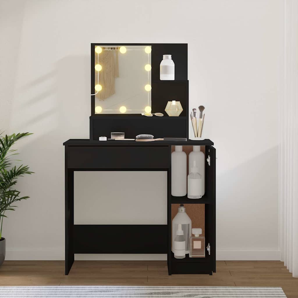 Coiffeuse avec LED noir 86,5x35x136 cm - XIOS
