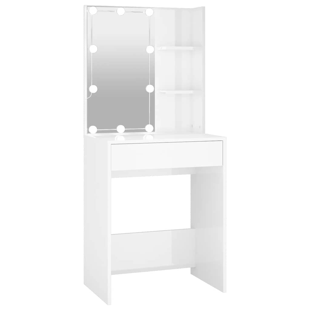 Coiffeuse avec LED Blanc brillant 60x40x140 cm - XIOS