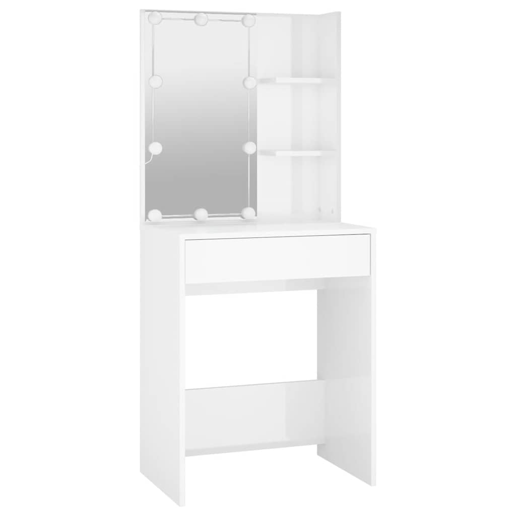 Coiffeuse avec LED Blanc brillant 60x40x140 cm - XIOS