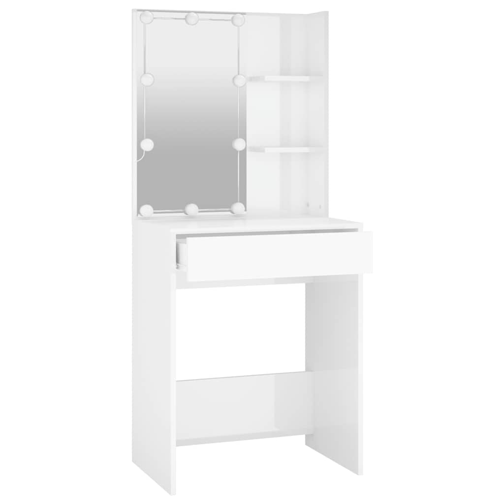 Coiffeuse avec LED Blanc brillant 60x40x140 cm - XIOS