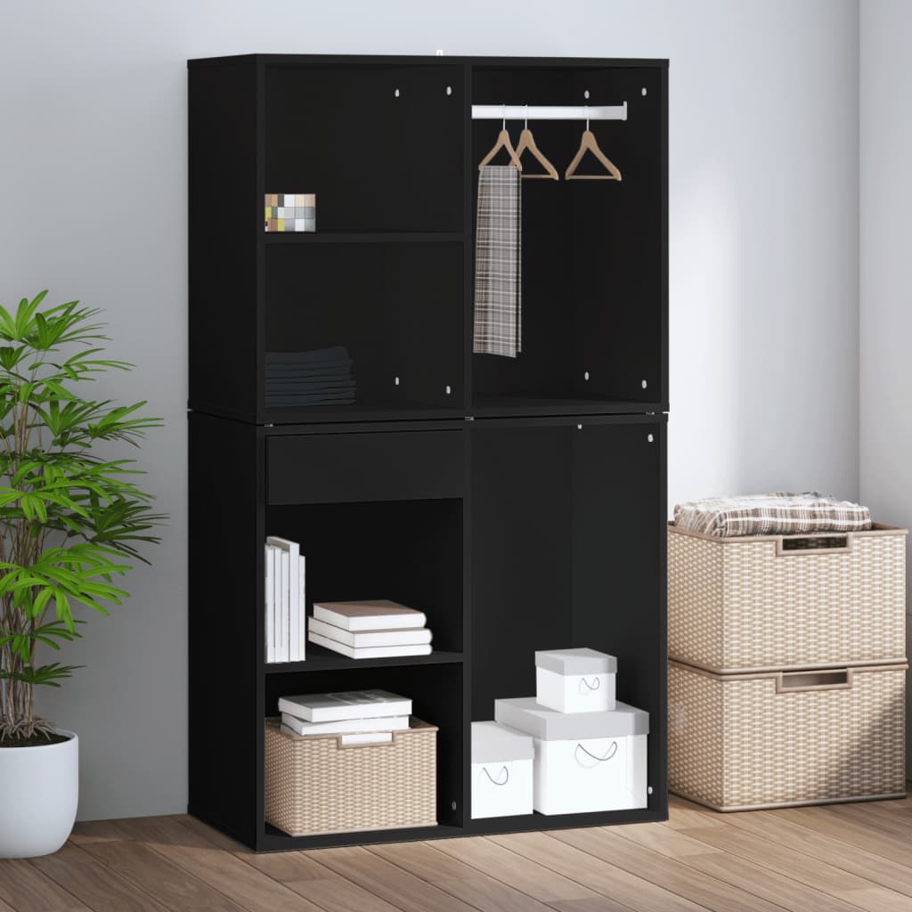 Armoire de dressing noir 80x40x65 cm bois d'ingénierie - XIOS
