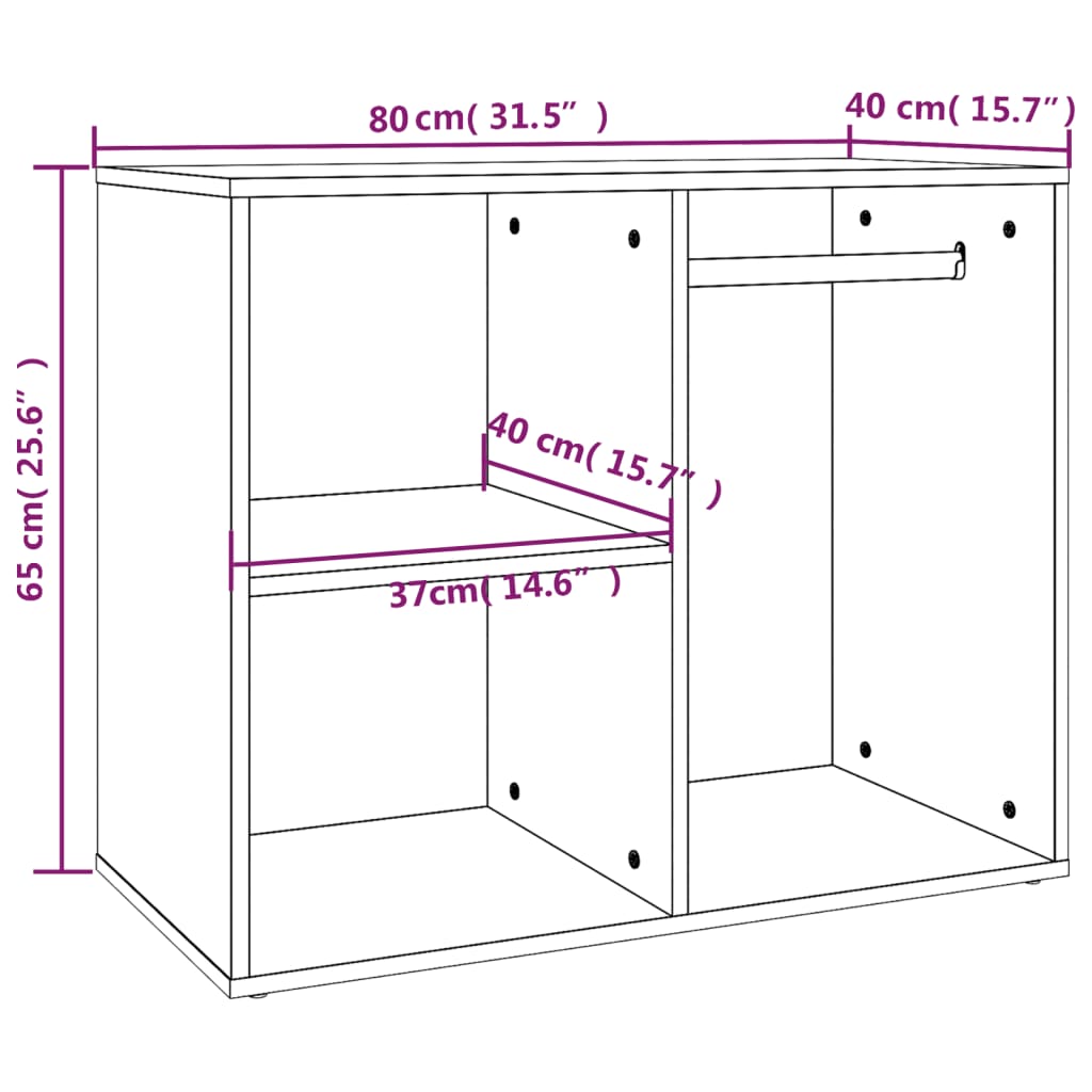 Armoire de dressing noir 80x40x65 cm bois d'ingénierie - XIOS