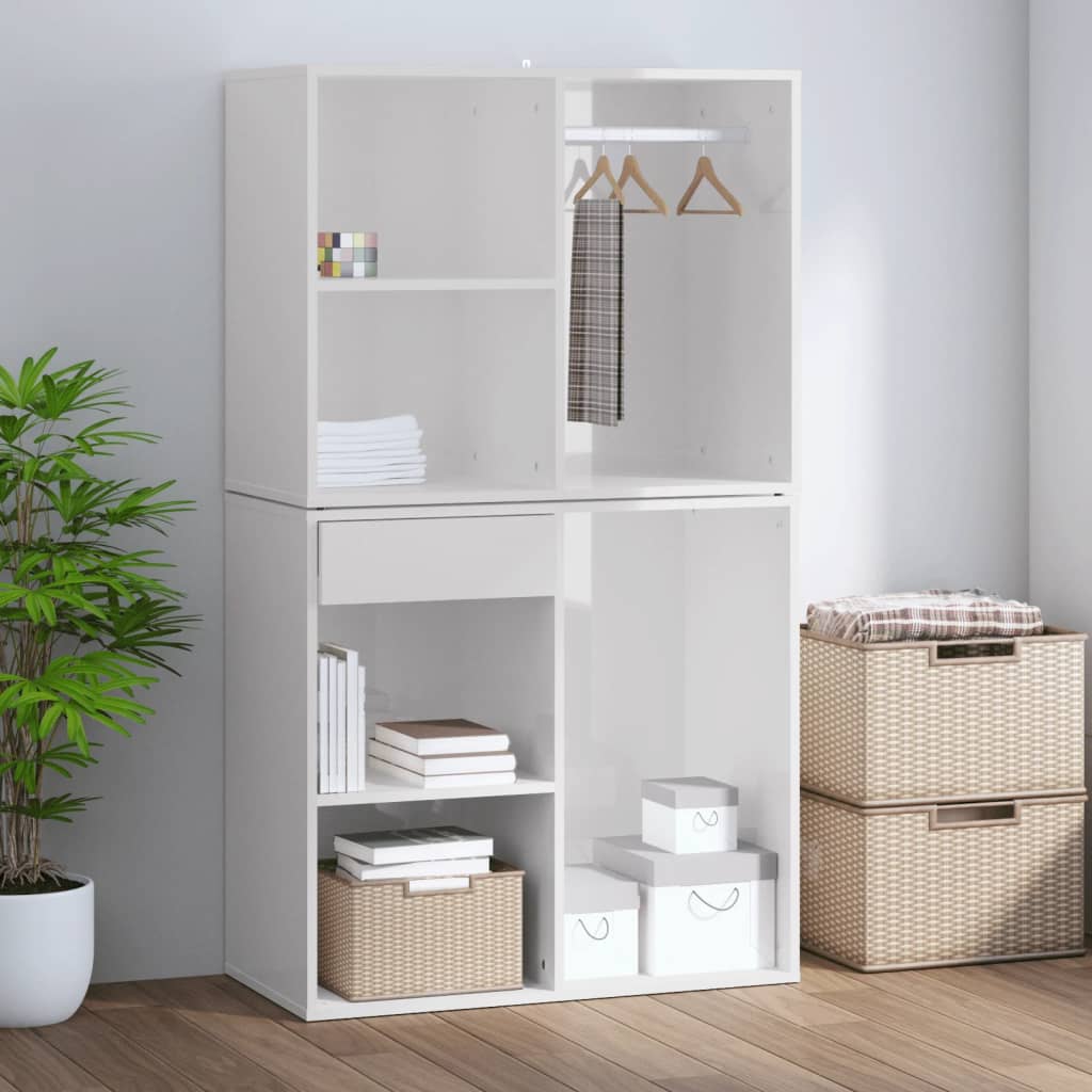 Armoire de dressing Blanc brillant 80x40x65cm Bois d'ingénierie - XIOS