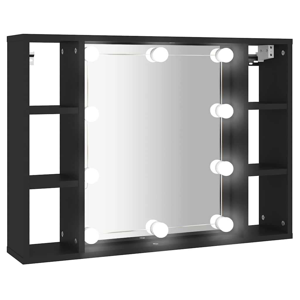 Armoire à miroir avec LED noir 76x15x55 cm - XIOS