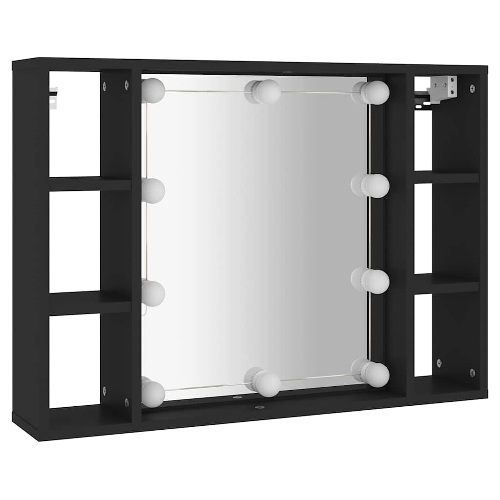 Armoire à miroir avec LED noir 76x15x55 cm - XIOS