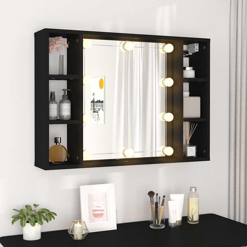 Armoire à miroir avec LED noir 76x15x55 cm - XIOS