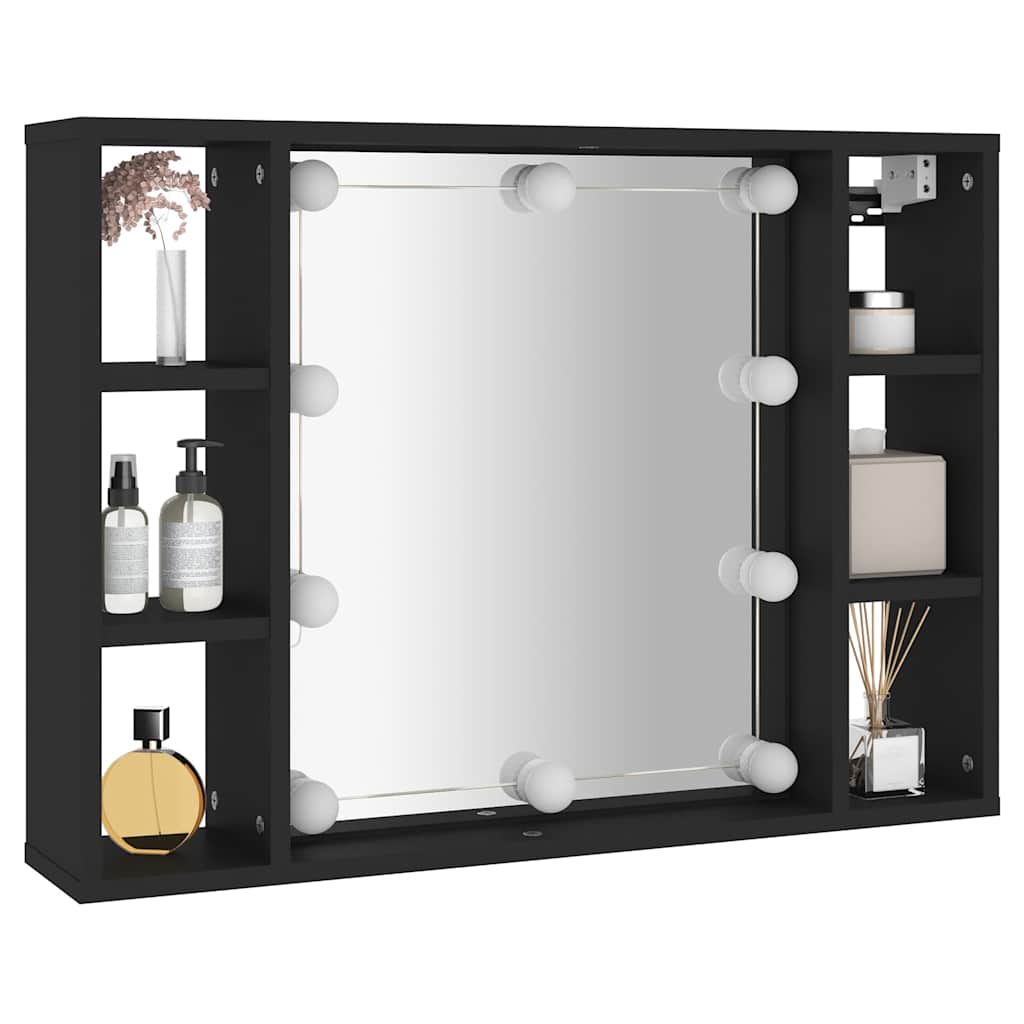 Armoire à miroir avec LED noir 76x15x55 cm - XIOS