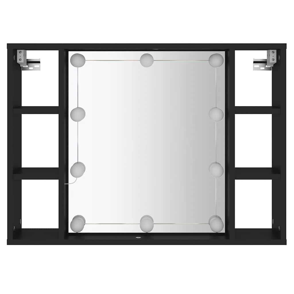 Armoire à miroir avec LED noir 76x15x55 cm - XIOS