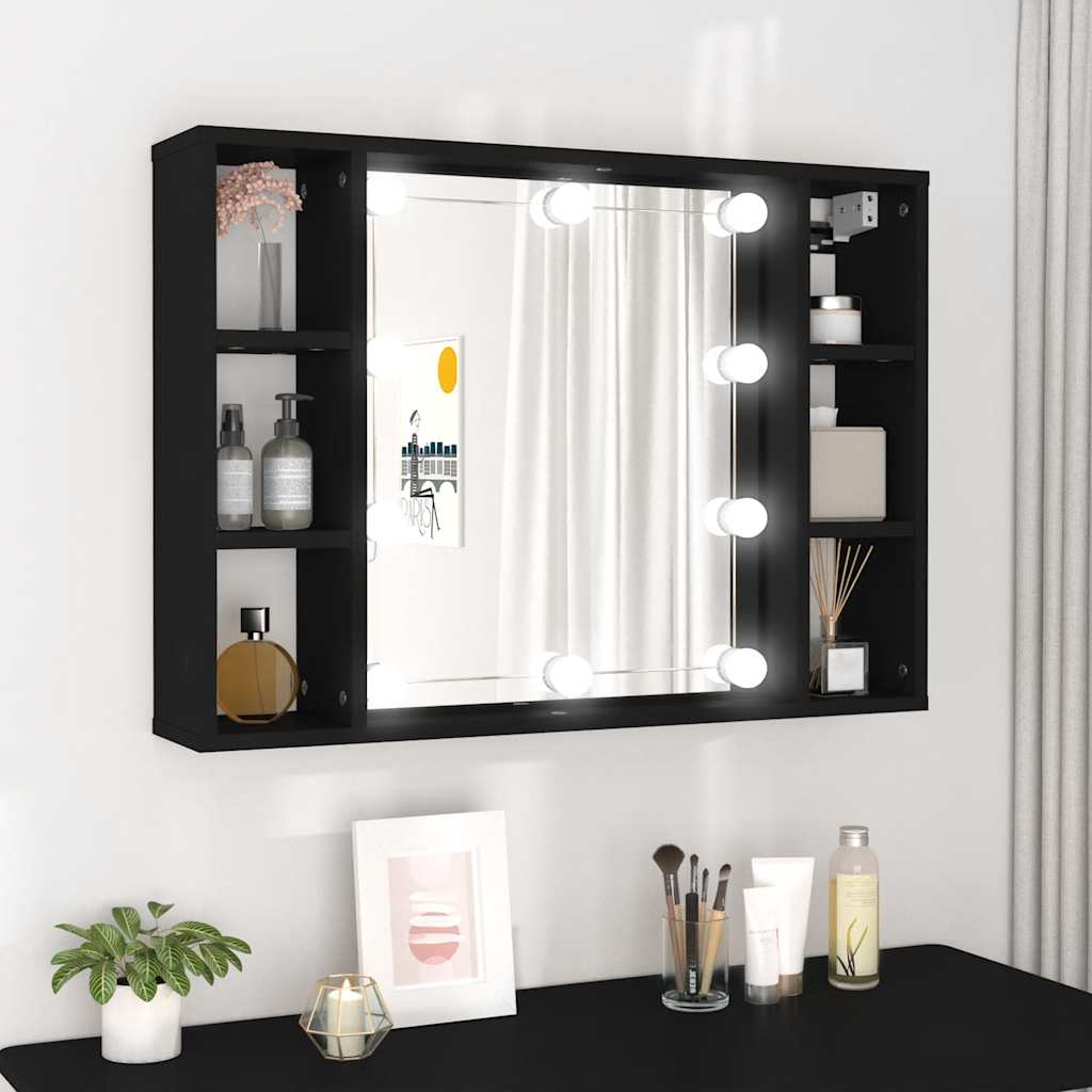 Armoire à miroir avec LED noir 76x15x55 cm - XIOS