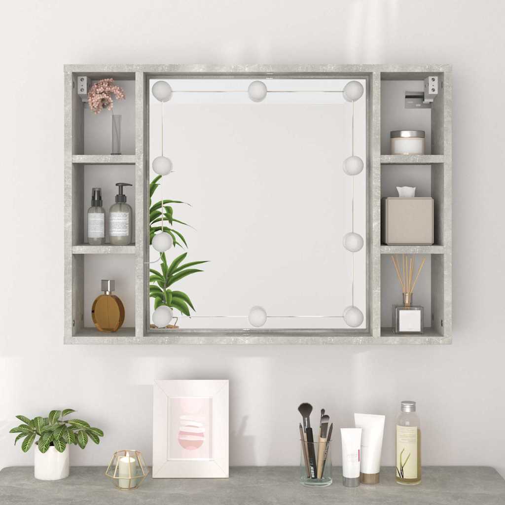Armoire à miroir avec LED Gris béton 76x15x55 cm - XIOS