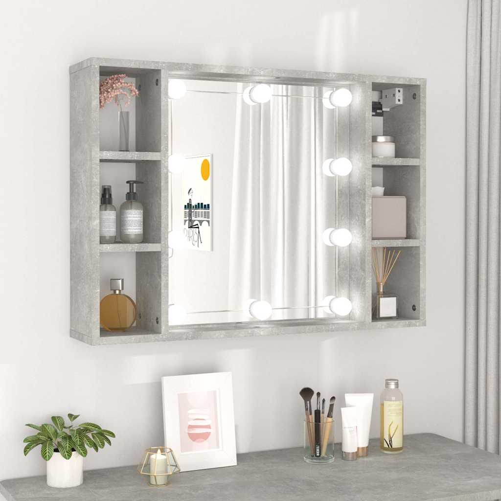 Armoire à miroir avec LED Gris béton 76x15x55 cm - XIOS