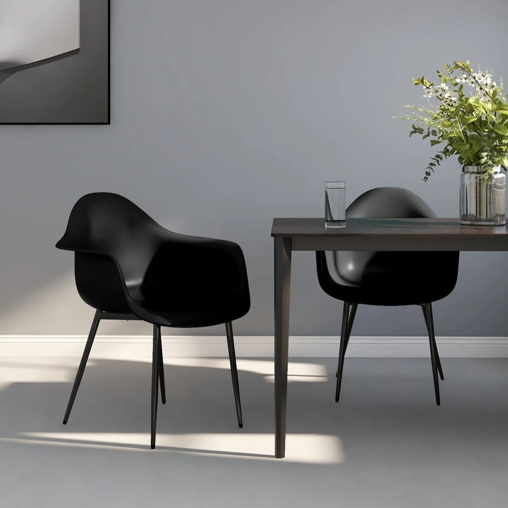 Chaises à manger lot de 2 noir PP Chaises de cuisine vidaXL