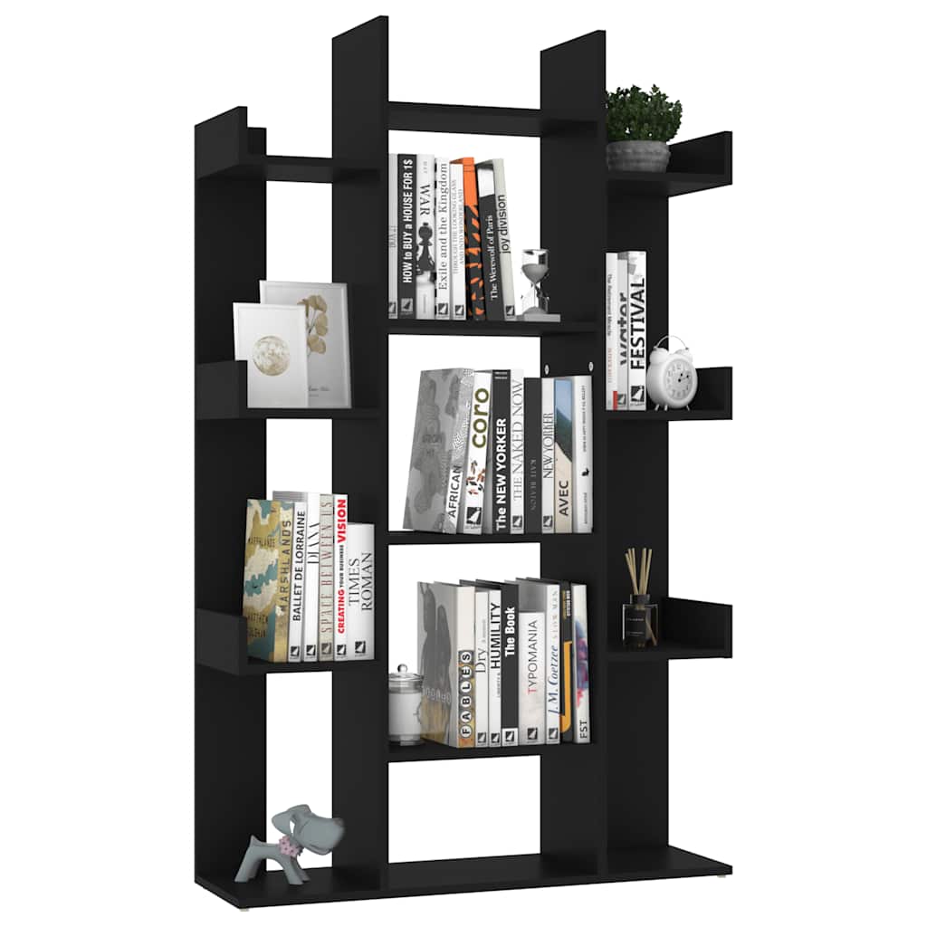 Bibliothèque Noir 86x25,5x140 cm Bois d’ingénierie - XIOS