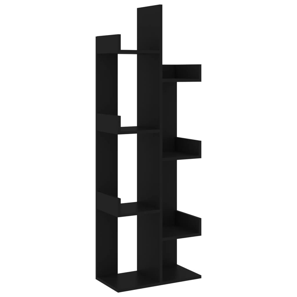 Bibliothèque Noir 48x25,5x140 cm Bois d’ingénierie - XIOS