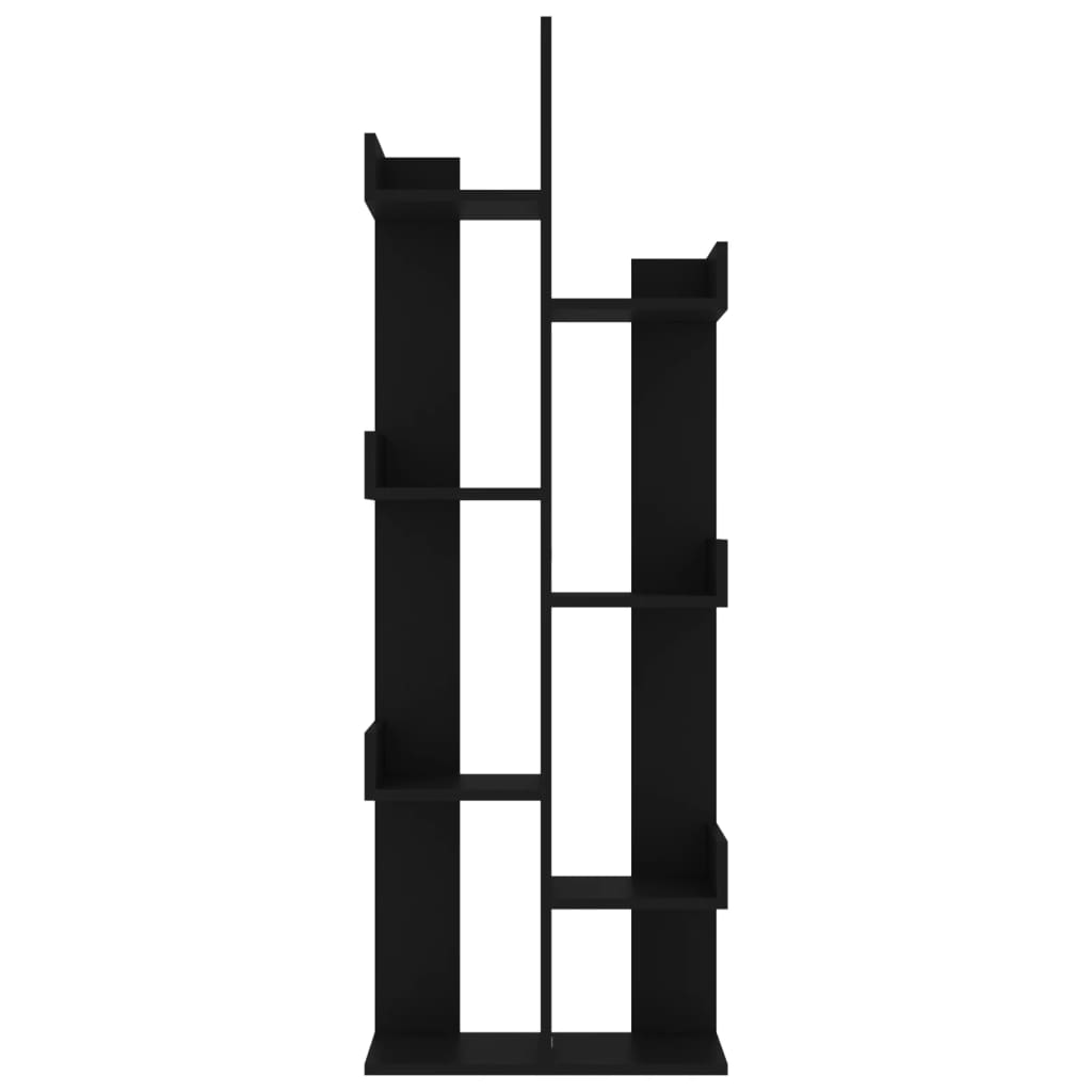 Bibliothèque Noir 48x25,5x140 cm Bois d’ingénierie - XIOS