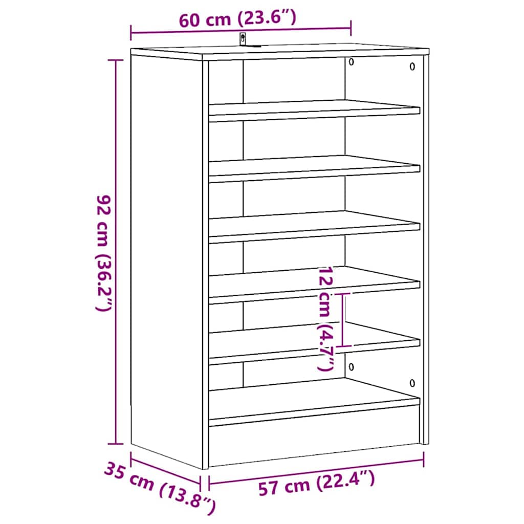Armoire à chaussures Blanc 60x35x92 cm Bois d’ingénierie - XIOS