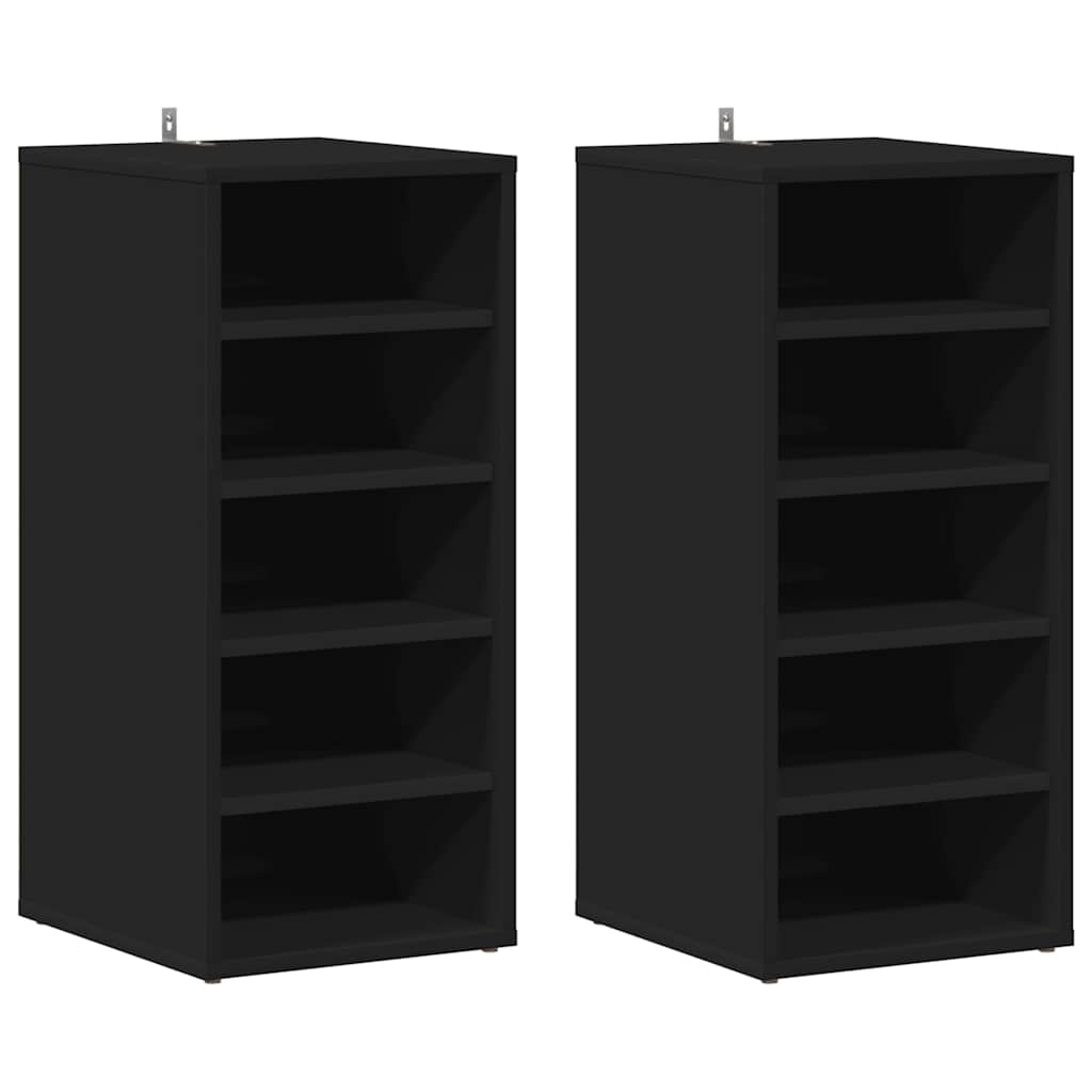 Armoires à chaussures 2 pcs Noir 31,5x35x70cm Bois d'ingénierie - XIOS