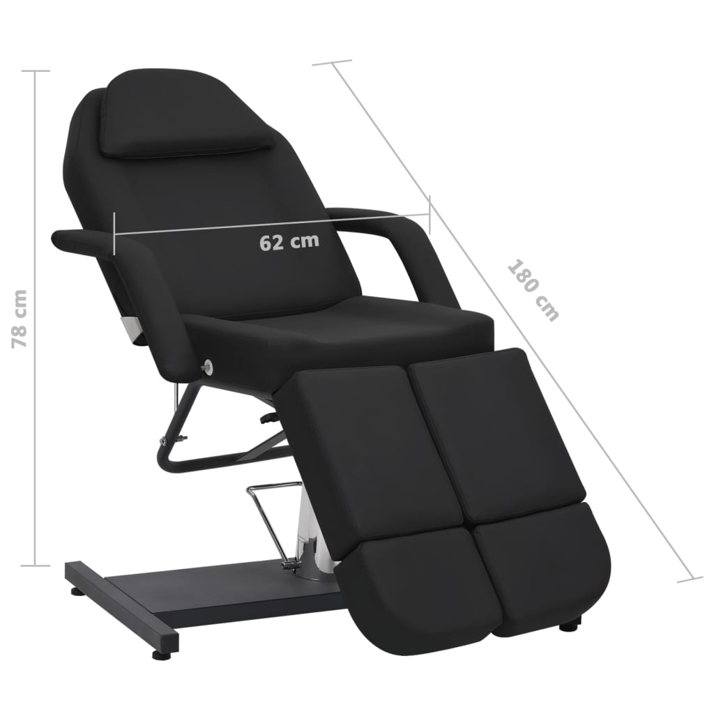 Chaise de traitement de beauté Similicuir Noir 180x62x78 cm