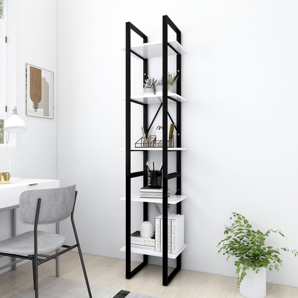 Bibliothèque à 5 niveaux Blanc 40x30x175 cm Bois ingénierie - XIOS