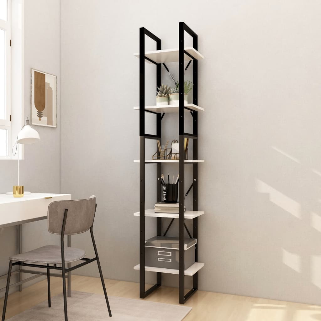 Bibliothèque à 5 niveaux Blanc 40x30x175 cm Bois de pin - XIOS