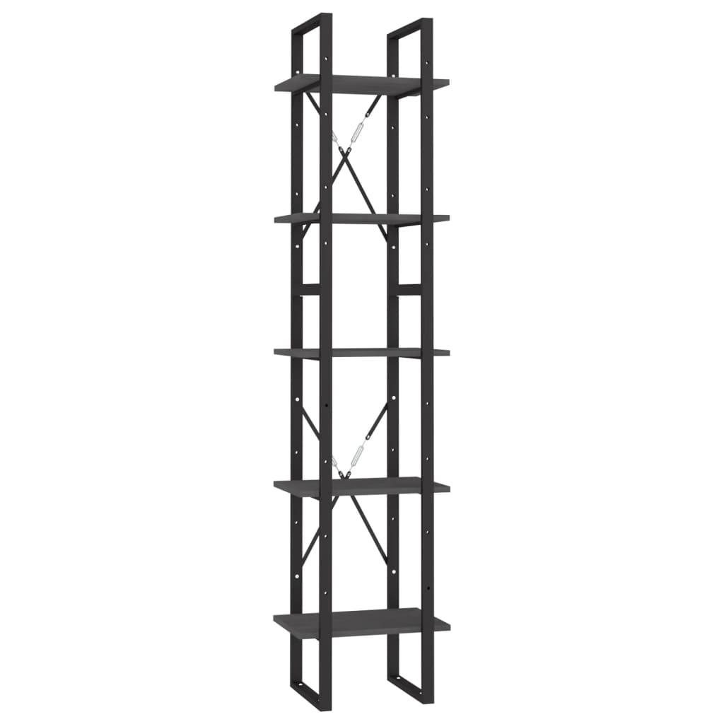 Bibliothèque à 5 niveaux Gris 40x30x175 cm Bois de pin - XIOS