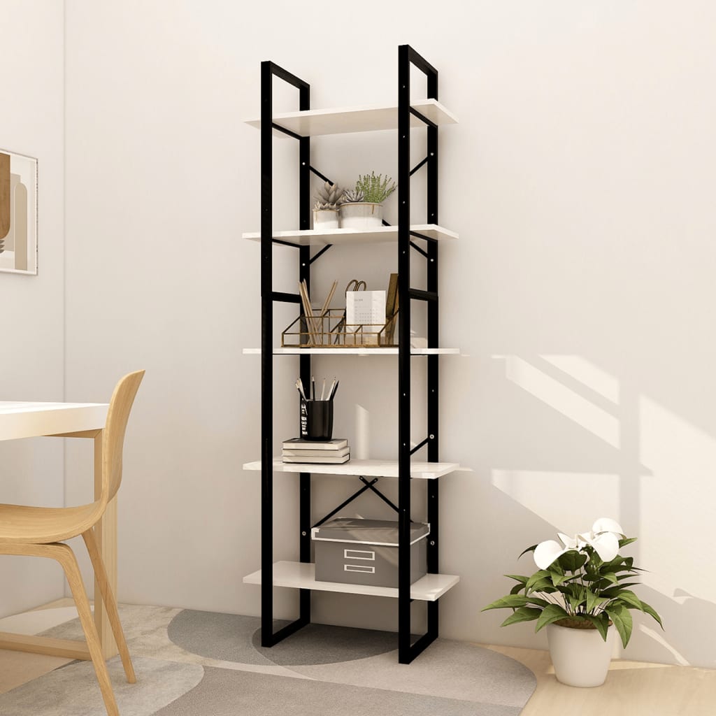 Bibliothèque à 5 niveaux Blanc 60x30x175 cm Bois de pin - XIOS
