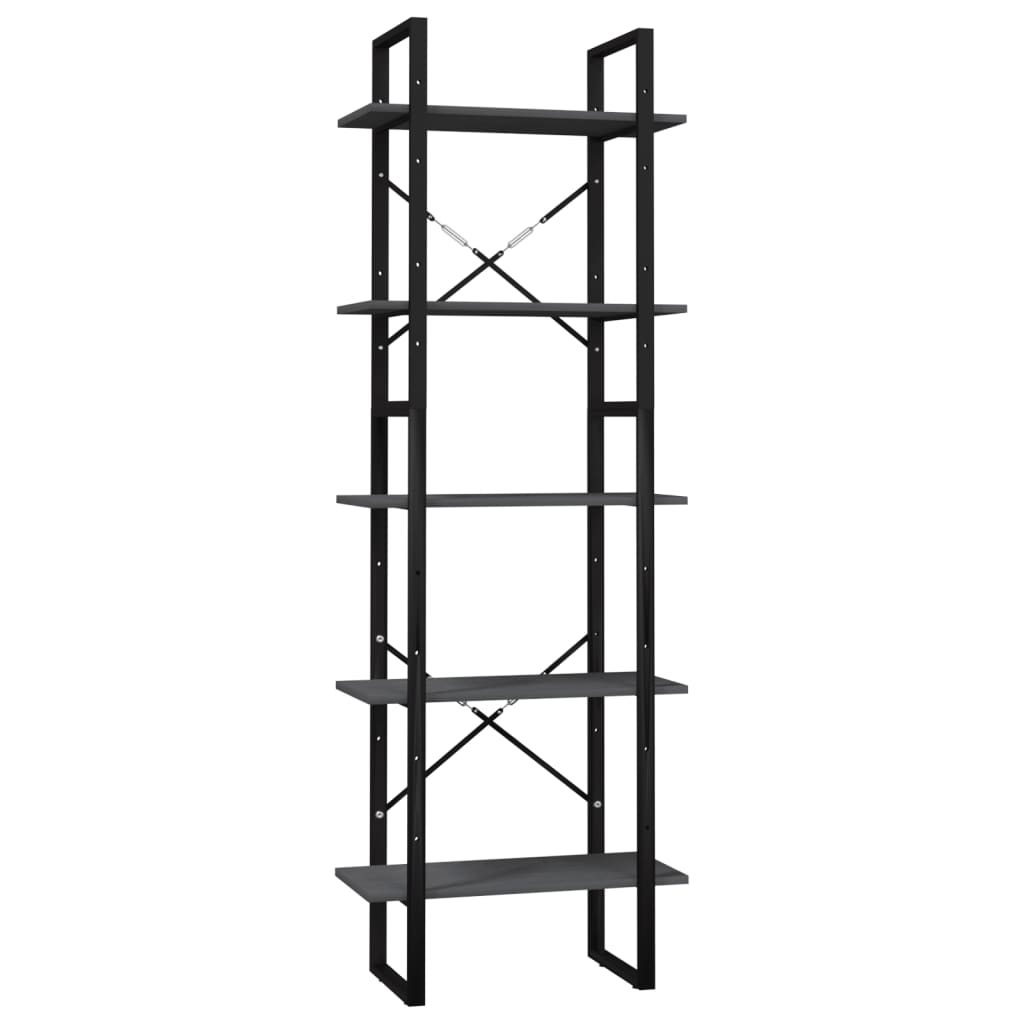 Bibliothèque à 5 niveaux Gris 60x30x175 cm Bois de pin - XIOS