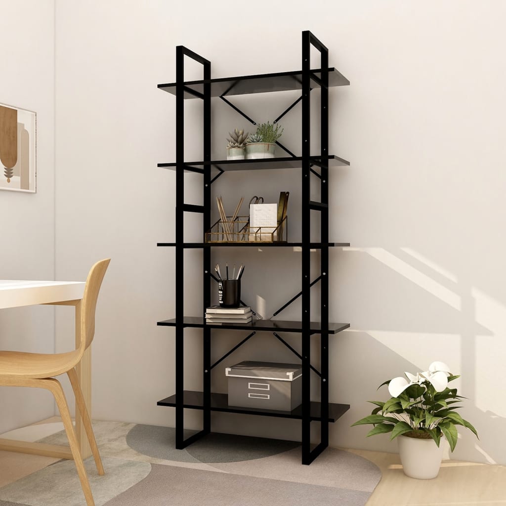 Bibliothèque à 5 niveaux Noir 80x30x175 cm Bois d'ingénierie Bibliothèques vidaXL