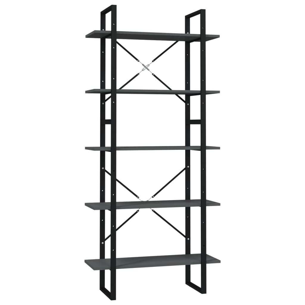 Bibliothèque à 5 niveaux Gris 80x30x175 cm Bois d'ingénierie - XIOS