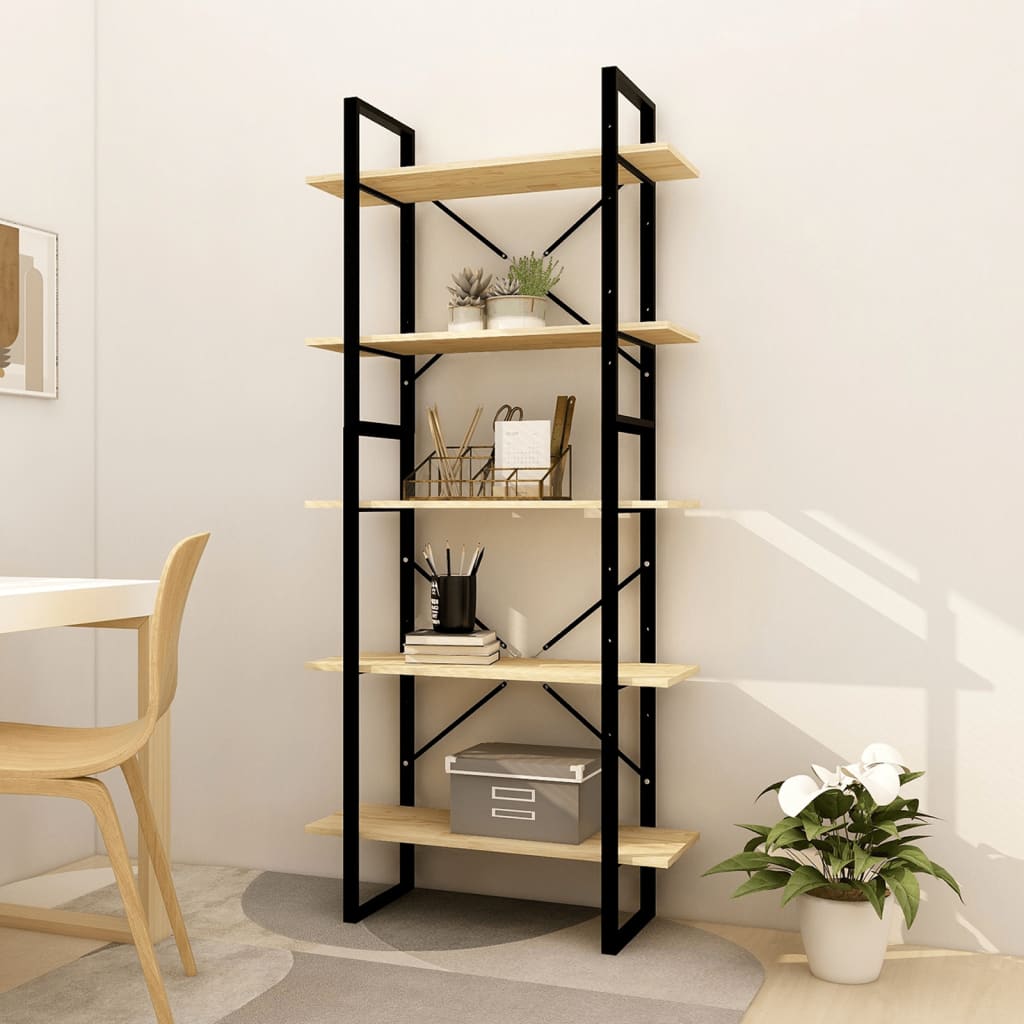 Bibliothèque à 5 niveaux 80x30x175 cm Bois de pin - XIOS