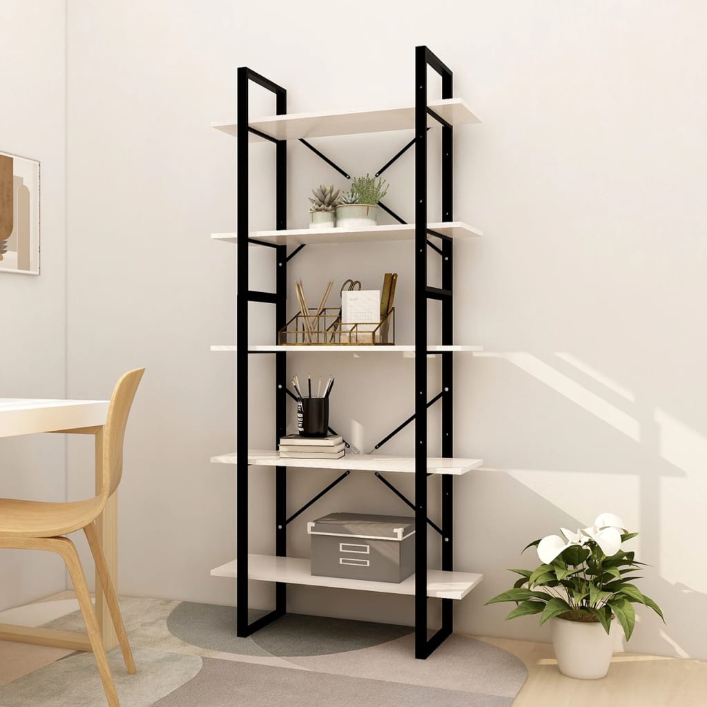 Bibliothèque à 5 niveaux Blanc 80x30x175 cm Bois de pin - XIOS