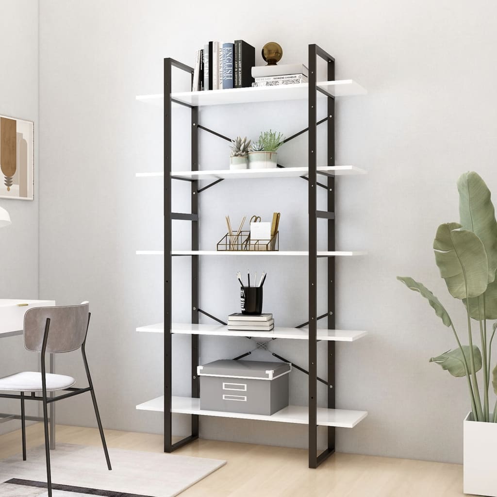 Bibliothèque à 5 niveaux Blanc 100x30x175 cm Bois d'ingénierie - XIOS