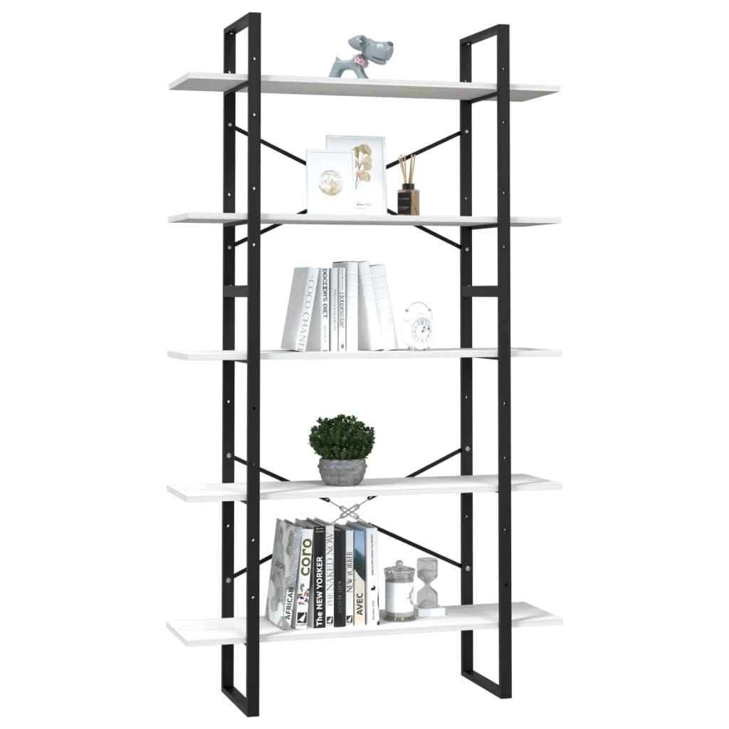 Bibliothèque à 5 niveaux Blanc 100x30x175 cm Bois de pin - XIOS