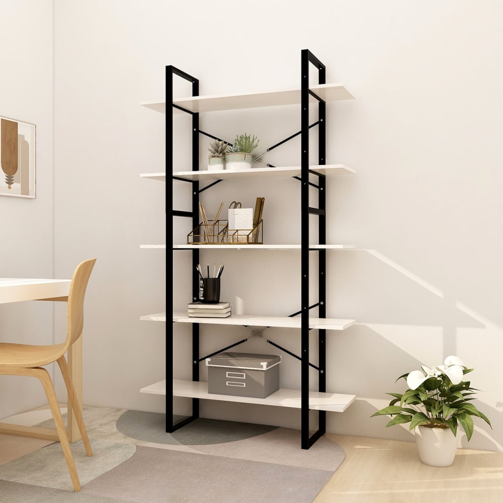 Bibliothèque à 5 niveaux Blanc 100x30x175 cm Bois de pin - XIOS