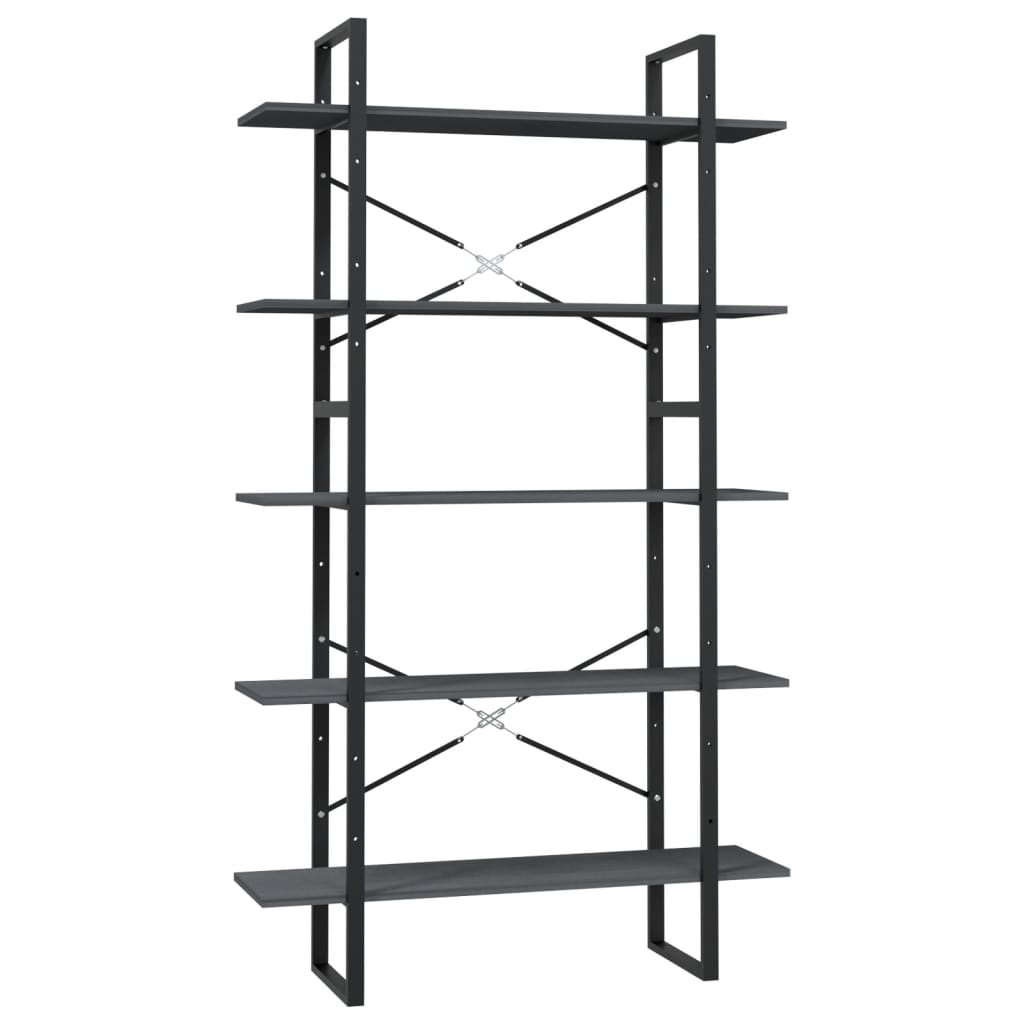 Bibliothèque à 5 niveaux Gris 100x30x175 cm Bois de pin - XIOS